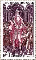 Timbre Charlemagne roi des francs.
