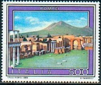 Timbre sur le volcan Le Vesuve avec Pompeï.