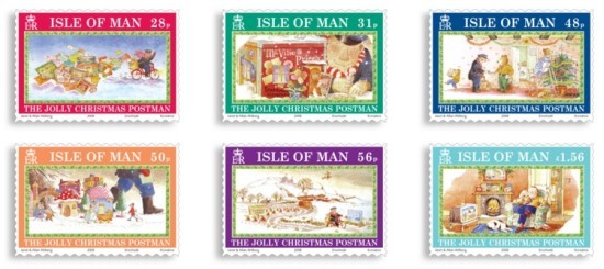 Bloc de timbres Le facteur du pere noël de l'ïle de Man.