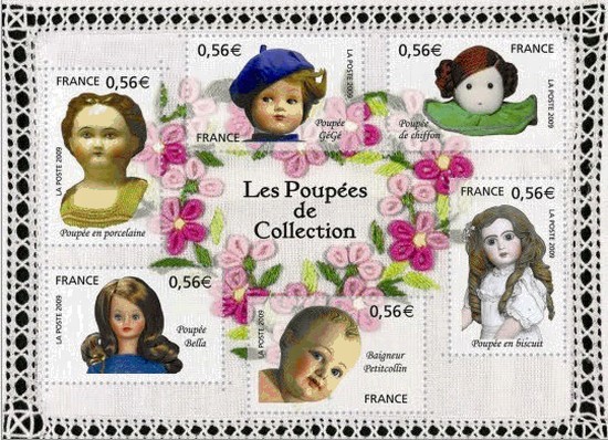 Les poupées de collection en timbres.