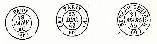 Cachets de départ et d'arrivée a paris en 1838.