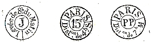 Cachets de levée de taxe et de port payé en 1837 à paris.