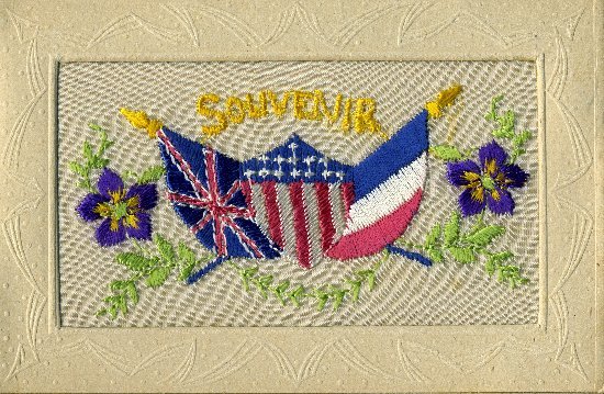 Carte postale brodée.