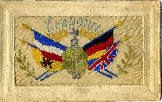 Carte postale brodée.