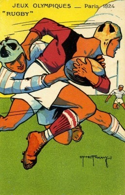 Carte postale sur le rugby aux jeux olympiques de 1924.