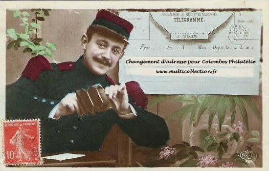Carte télegramme : Colombes philatélie change de ndd www.multicollection.fr