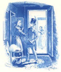 illustration d'un facteur au XIXeme de Pheulpin d'après Bouchoy.