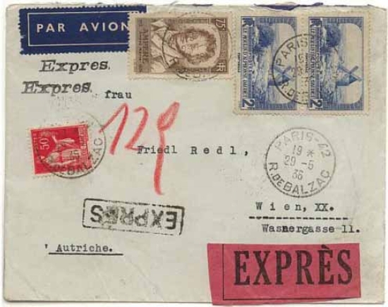 Lettre par Expres de la France pour l'Etranger.