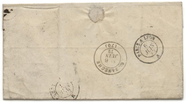 Lettre de la Loupe arrivé a Romaneche un jour plus tard.