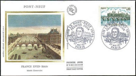 Carte premier du Pont Neuf a Paris.