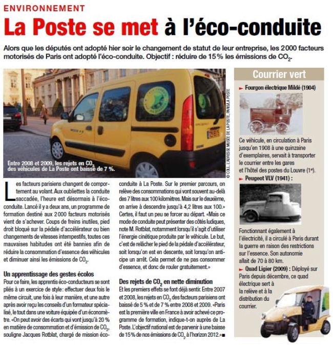 La Poste se met à l'éco-conduite dans direct matin.