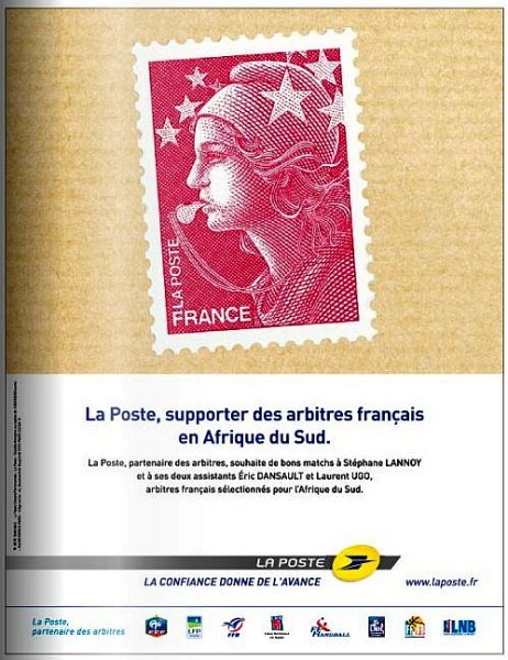 La Poste supporter des arbitres Français.