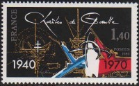 Timbre du 40eme anniversaire de l'appel du 18 juin 1940.