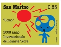 Timbre année de la terre sur l'homme.