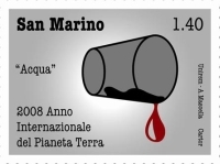 Timbre année de la terre sur l'eau.