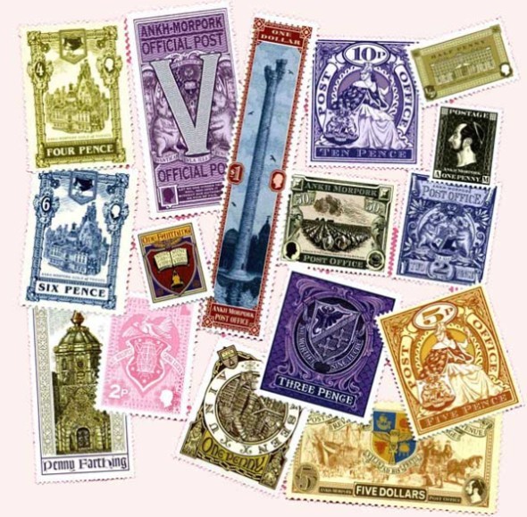 Timbres de la Poste d'Ankh-Morpork. 