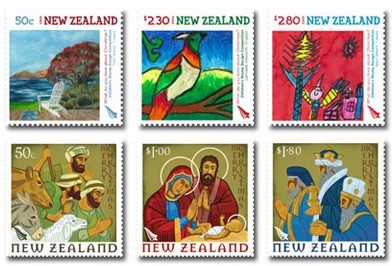 Timbres de Noël New Zealand.