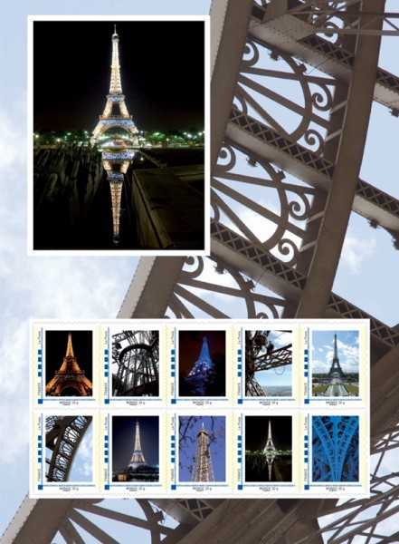 Collector de 10 timbres Tour Eiffel destination Monde.