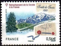 Timbre rattachement de la savoie a la France.