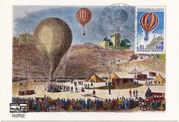 Carte d'un ballon monté du centenaire 1871-1971.