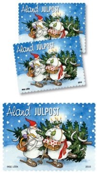 Timbre de Noel de l'ile de Man de l'Archipel d'Aland.