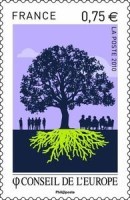 Timbre commemoratif 60 ans de la Convention européenne des Droits de l'Homme.