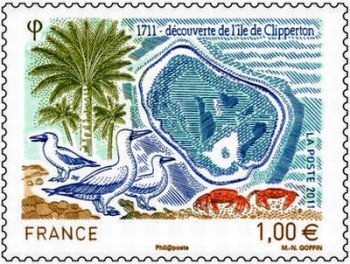 Timbre Tricentenaire de la découverte de l'île de Clipperton.