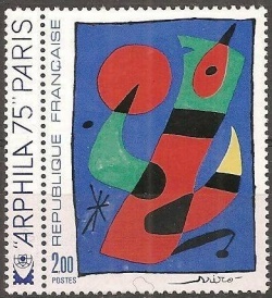 Timbre Miro oiseau bleu.