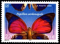 Timbre sur le papillon Sardanapale.