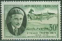 Timbre Etienne Oehmichen inventeur de l'hélicoptère.