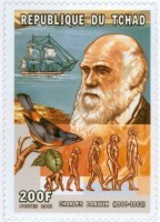 Timbre représentant Charles Darwin.