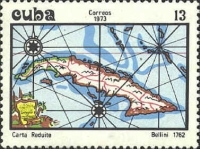 Timbre la carte de Cuba.