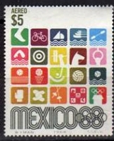 Timbre les jeux olympique de Mexico 68.