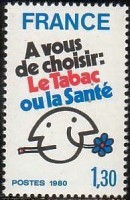 Le timbre A vous de Choisir : Le tabac ou la santé.