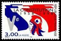 Timbre la Constitution Française : Le Drapeau.