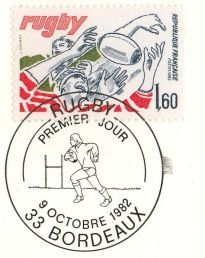 Timbre France Rugby 1982 Oblitération premier jour.