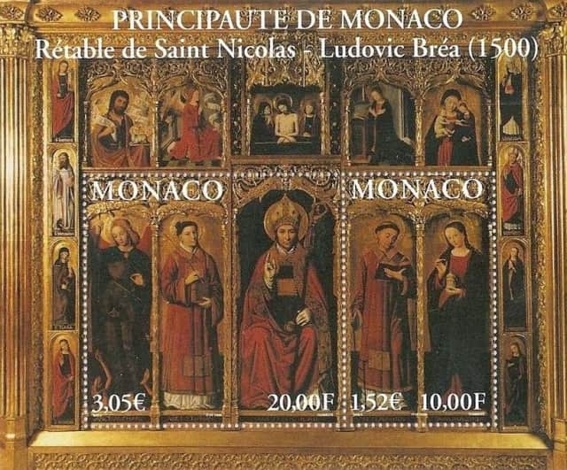 Timbre - Rétable de Saint Nicolas 1500 - Monaco.
