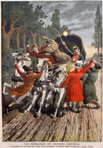 Petit journal illustré : illustration de l'attaque du courrier de Lyon.