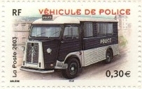 Véhicule de Police "panier a salade" Citroën "Type H" sur timbre de France. 