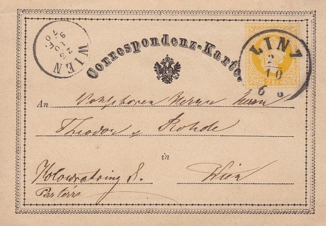 La Correspondenz-Karte de 1869 : première carte postale au monde.