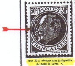 Un timbre faux : le Petain Laval.
