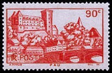 Timbre sur le chateau de Pau émis en 1939.
