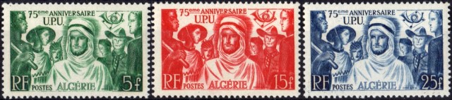 Timbre Algérie - 1949 - 75eme anniversaire de la création de l'UPU.
