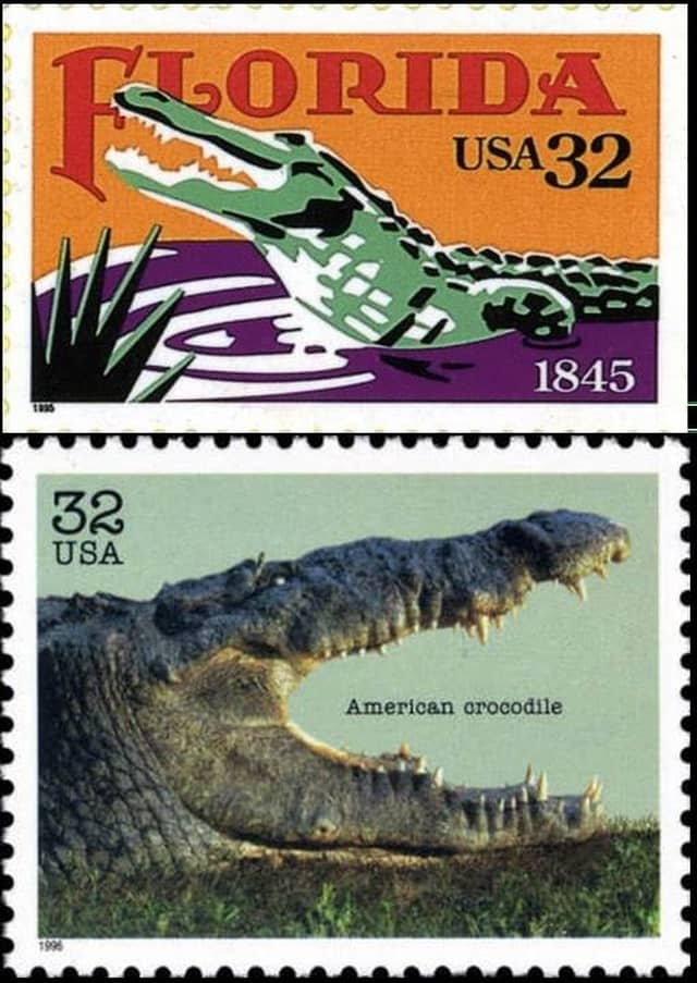Timbre - La Floride territoire du crocodile Américain.