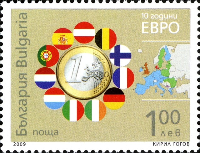 Timbre- Onze pays se lance dans l'euro.
