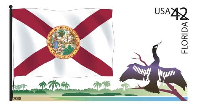 Timbre - Le drapeau de la Floride.