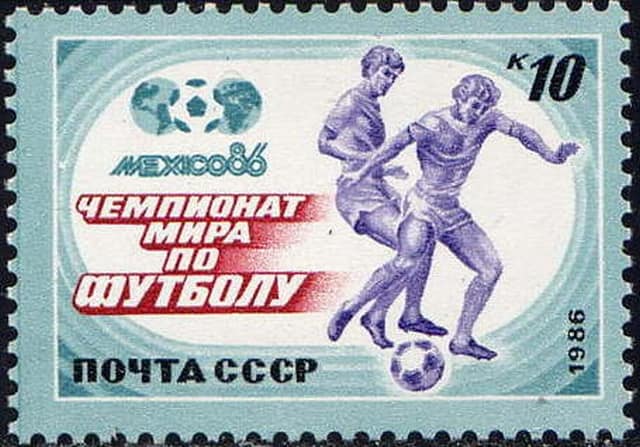 Timbre russe émis pour la Coupe du monde Mexico86.