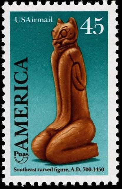 Timbre - L'Art des Indiens Calusa - statue pantherede floride.