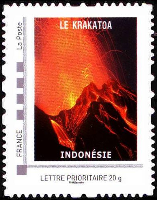Timbre collector - Le Krakatoa en Indonésie.