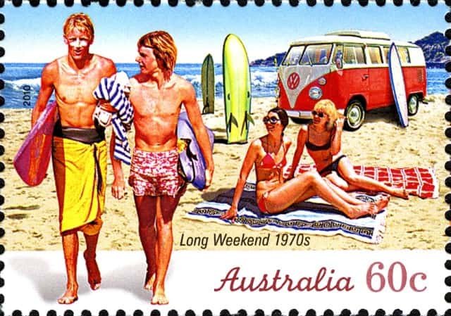 Timbre - Un long Weekend a la plage dans les années 1970.